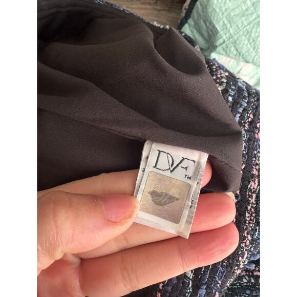 DVF Tweed Jacket & Skirt Set Blue Metallic Women’s Suit Size 2/0 Elegant Chic - Picture 8 of 16